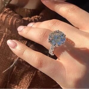 Travel Ring Faux Wedding Ring Unique 6 Prong 6.0Ct Round Cut Engagement Ring